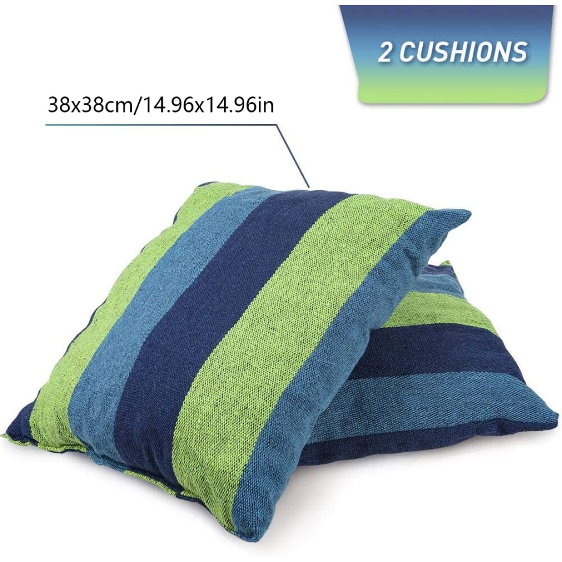 Sedia amaca Sedia amaca altalena da 150 kg max con 2 cuscini Verde 100x130 cm (senza barra in legno)