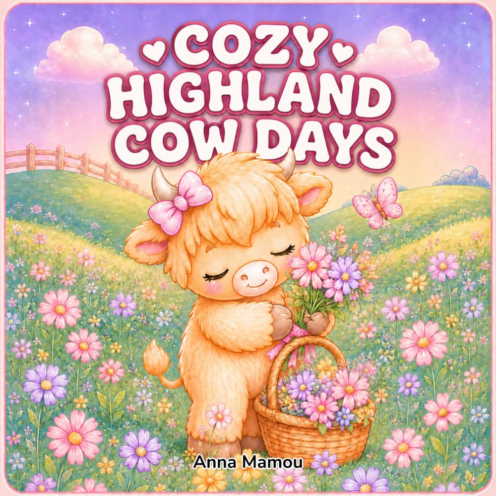 Cozy Highland Cow Days: An Adult Coloring Book with Cute Highland Cows, Cozy Farm Scenes, Flowers, Seasons, and Easy Relaxing Pages for Stress Relief