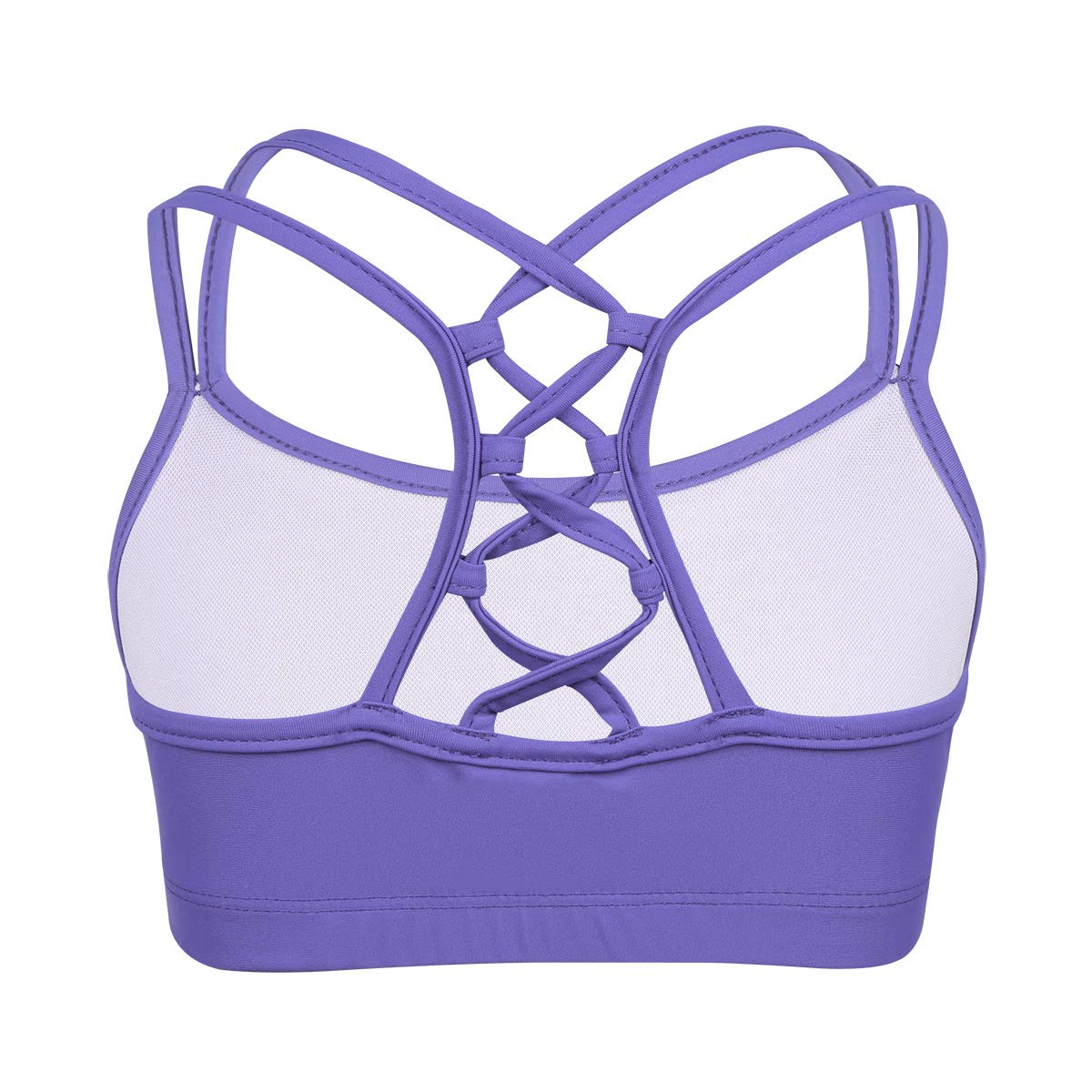 TTAO Kids Girls Ballet Dance Sports Workout Active Bra Crop Top Spaghetti Shoulder Straps Cross Back Tanks Lavender 6