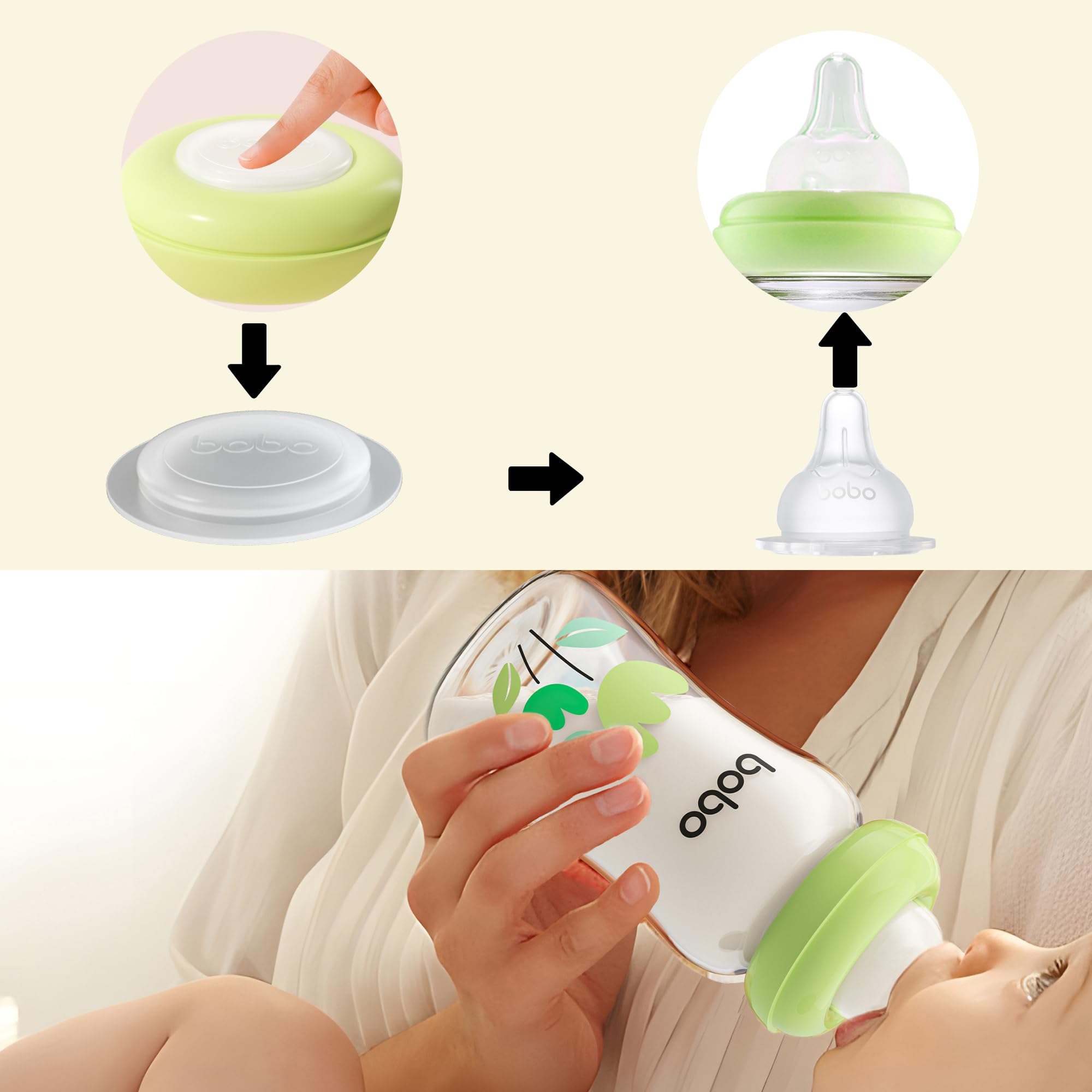 YOHKOH Premium-Glasflaschen für Muttermilch, 6 x 160 ml - zur sicheren Muttermilch Aufbewahrung, spülmaschinen-, gefrier- und mikrowellengeeignet (Mehrfarbig1, 160ml (6er Pack))