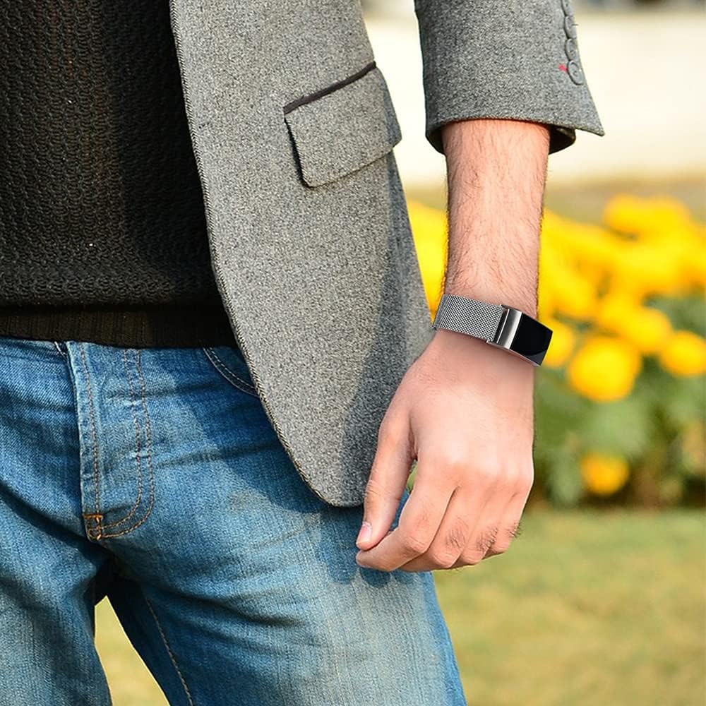 3 Pack Metal Bands for Fitbit Charge 4 & Charge 3 & Charge 3 SE, Stainless Steel Magnetic Lock Replacement Bands for Charge 4 Women Men Small Large (Small, Space Grey+Silver+Gold) : Electronics