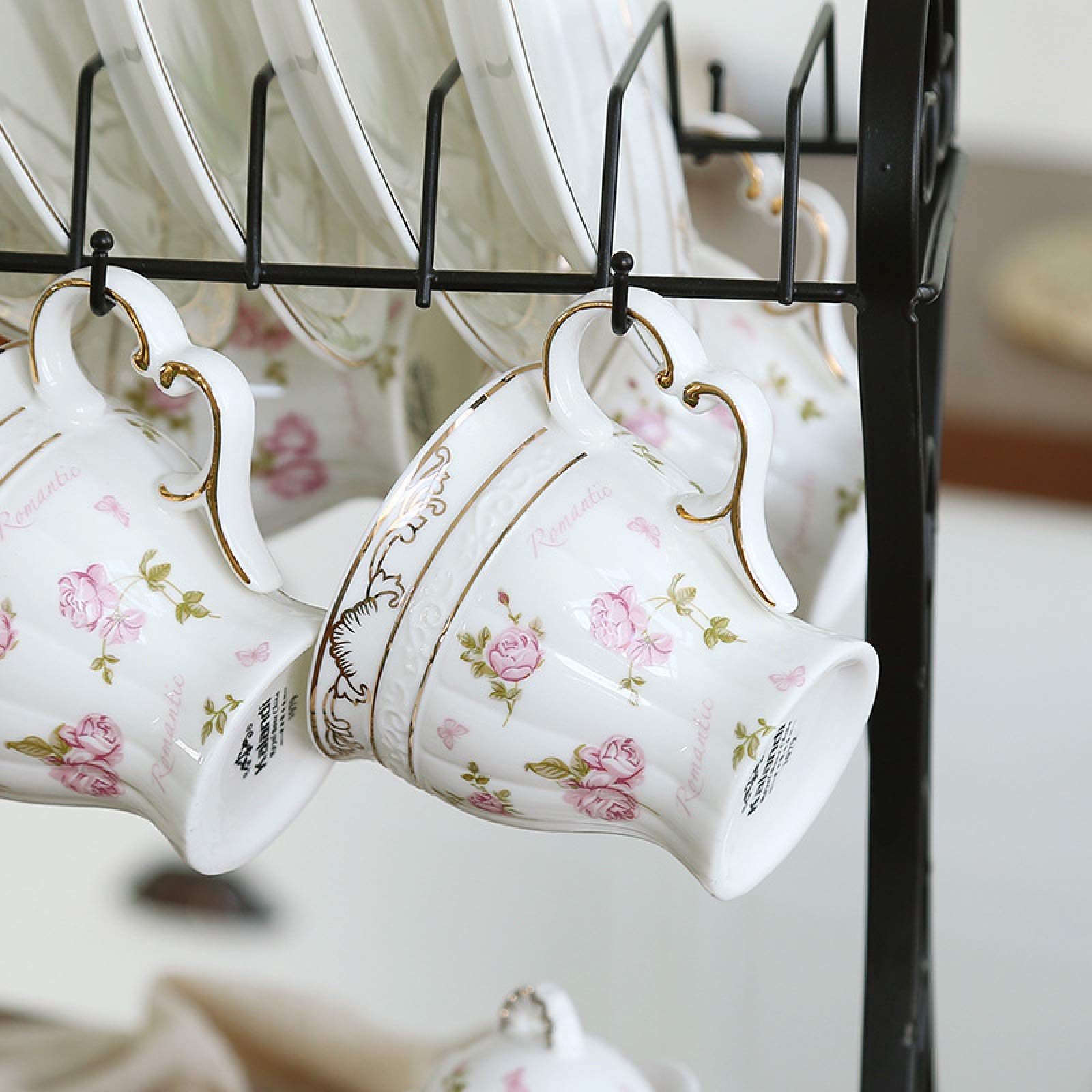 zestaw do herbaty, Zestaw porcelanowych filiżanek do herbaty Zestawy filiżanki kawy ze spodkiem podwieczorku Serwisowy zestaw upominkowy Chińska filiżanka z podstawką Cukiernica i dzbanek śmietanki