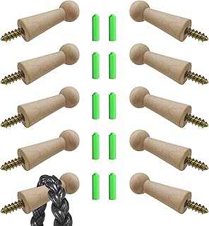 Screw-On Solid Wood Hook Coat Hook Towel Hook Shaker Pegs for Bathroom Livingroom Garden 10 Pieces (No Paint)