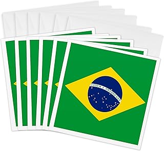 3dRose Greeting Cards - Flag of Brazil - Bandeira do Brasil - Brazilian green yellow rhombus with dark blue circle 27 stars - 6 Pack - Flags