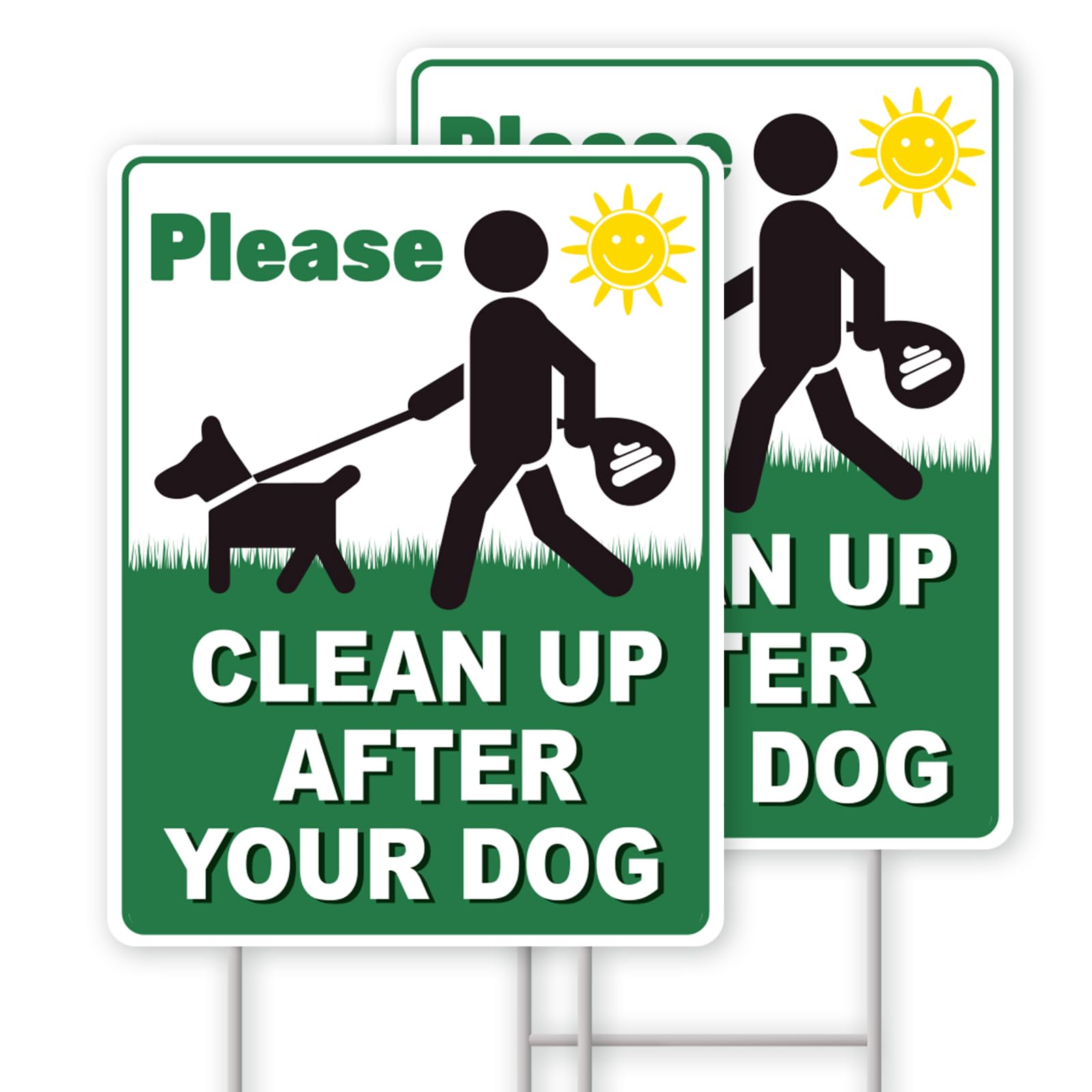 Clean UP After Your Dog Signs, 2-Pack 13"x10" Double-Sided H-Stake Metal Stakes Smile Your on Camera Signs, No Pooping Dog Signs for Yard, Pick Up After Your Dog Sign-image-18