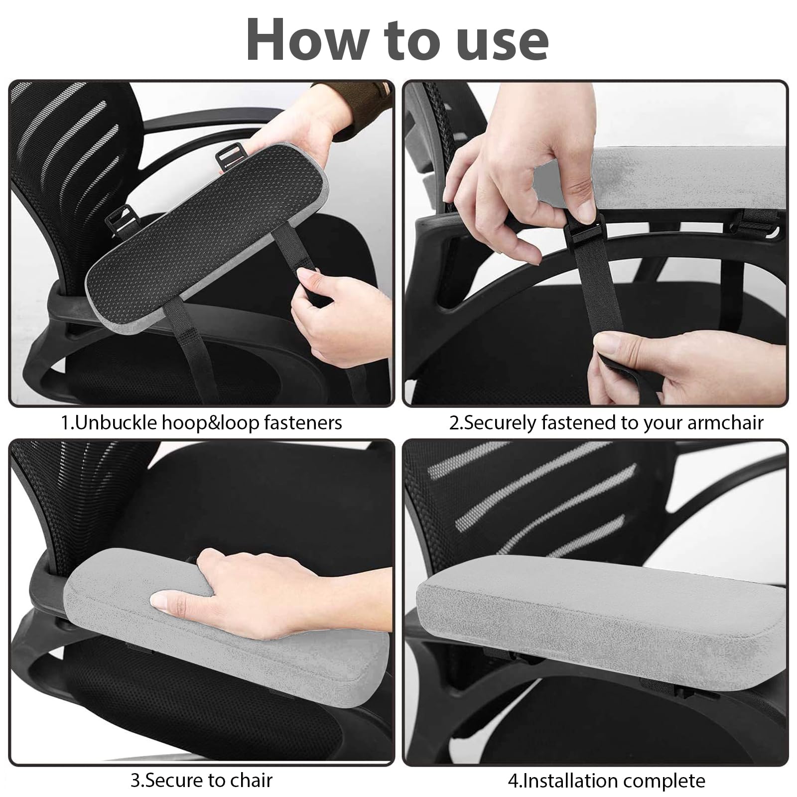 2 cuscini per braccioli ergonomici, per sedia da ufficio, sedia a rotelle (grigio)