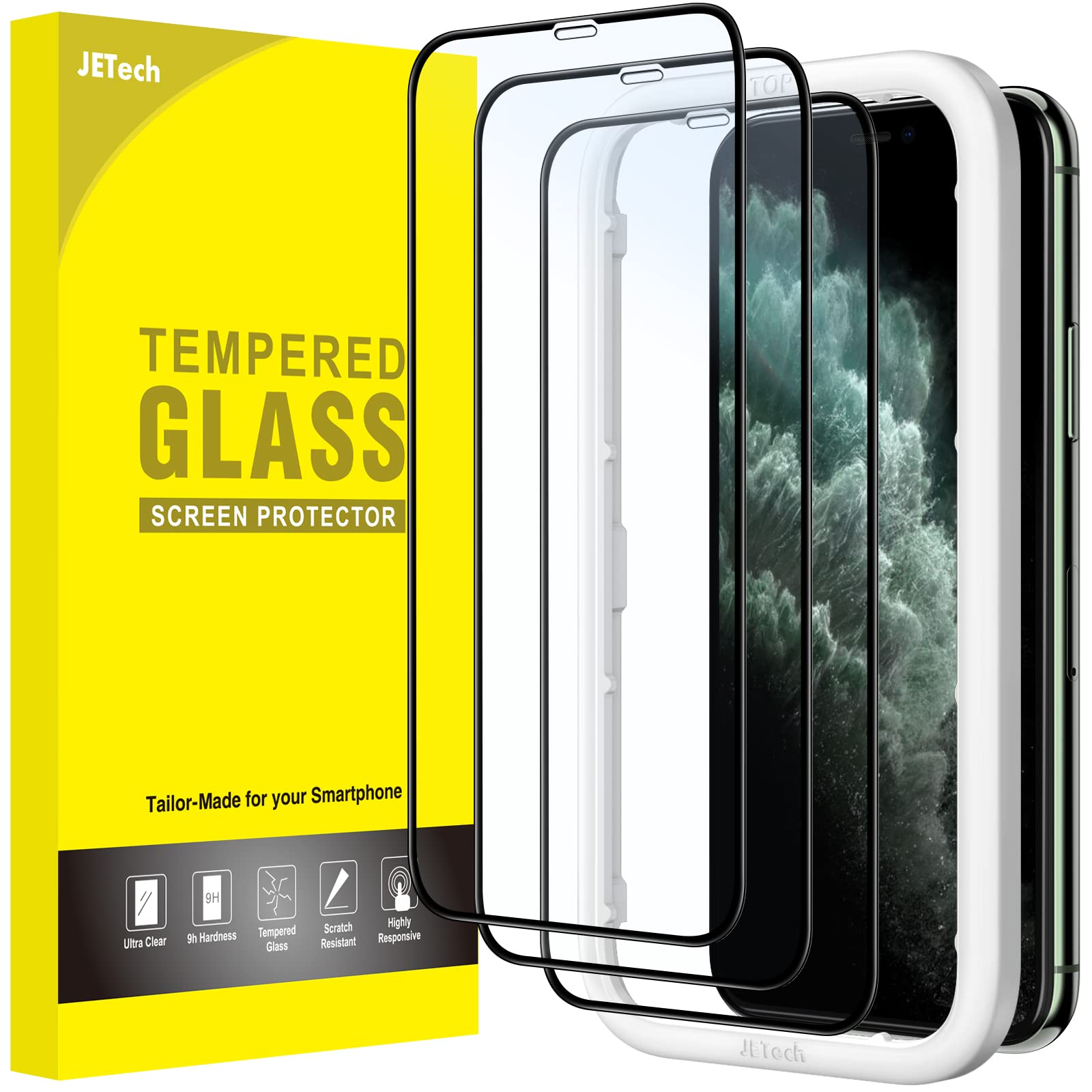 YT Direct Vetro Temperato Per IPhone 11 Pro Max / Xs Max (6,5'') - Confezione Da 3, Protezione Schermo Intero 9H, Antigraffio, HD, Facile Installazione