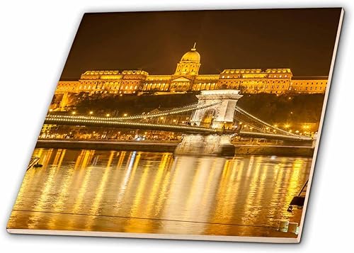 3dRose Danita DelimontBudapestCastillo de Buda. Puente de cadena. Río Danubio. Budapest. Hungría.Azulejos