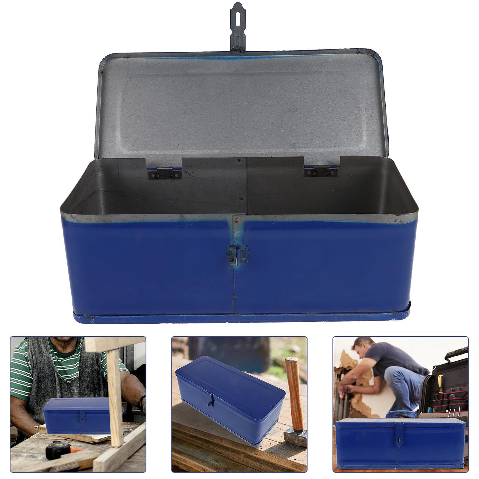 Cassetta Portattrezzi in Ferro Blu, Capienza Ampia per Casa | Conservazione Ordinata, Protezione Robusta, Uso Pratico in Auto e Officina