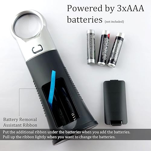 Miniatura 5 de MAGDEPO 10X Jewelers Loupe SMD LED iluminado de pie de mano de 1.4 pulgadas lente acrílica con luz negra UV antifalsificación para personas mayores