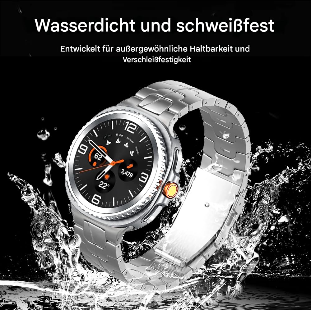 Bracelet de montre en métal titane compatible avec Samsung Galaxy Watch 8 40 mm/44 mm/8 Classic 46 mm 2025, Galaxy Watch 8 pour homme et femme