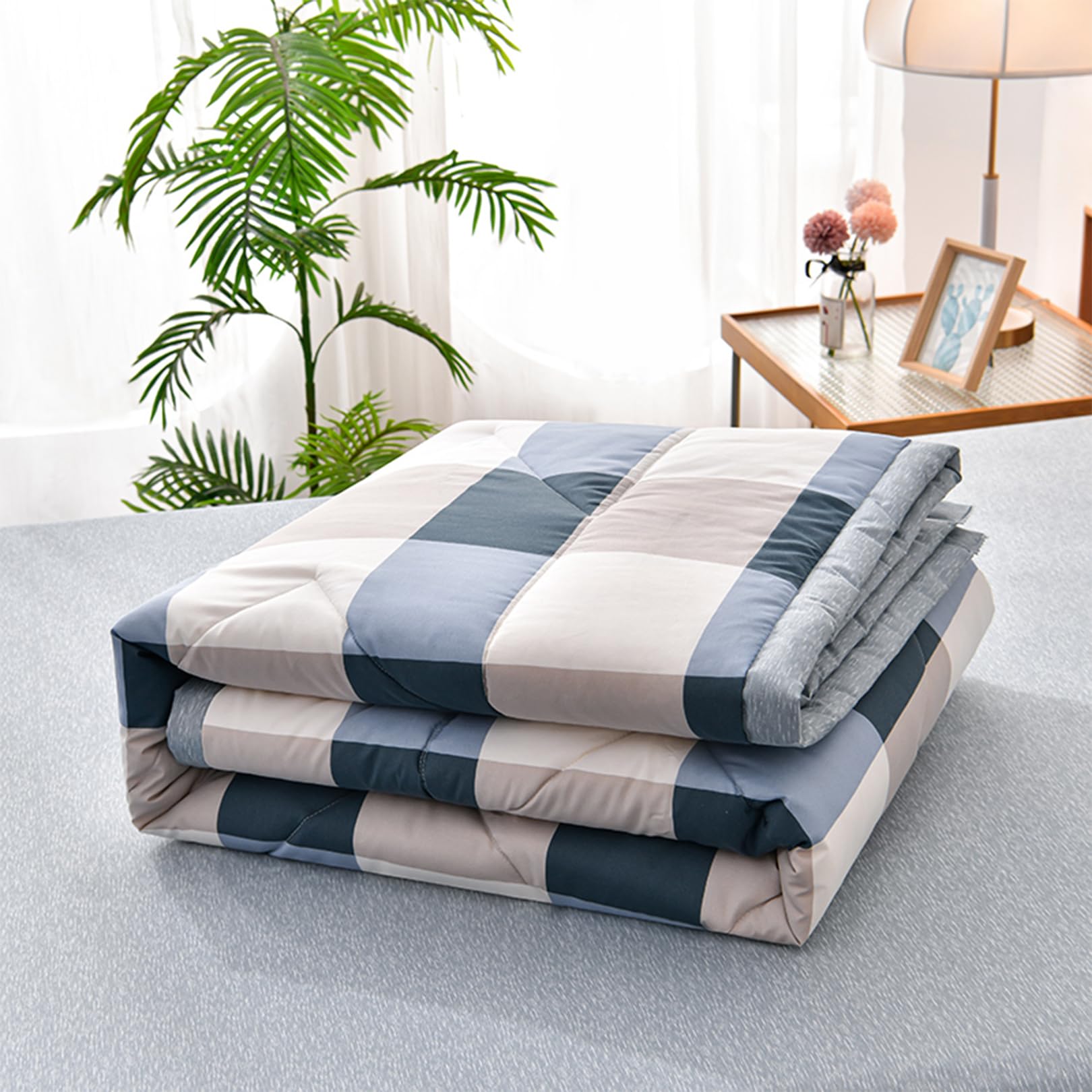 Yinghesheng Quilted Bedspread for Single Double Size, Soft Lightweight Printed Pattern Reversible Quilted Bed Throw Patchwork Quilt, Sofa Blanket,D,180x200cm