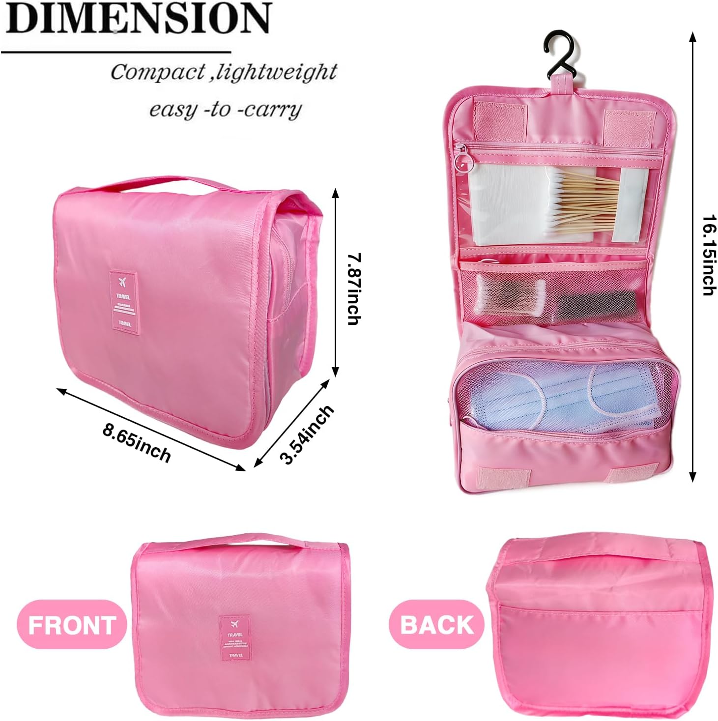 Ostomy Colostomy Travel Bag. Hanging Organizer Bag | Exquisite Travel Bag for Ostomy Supplies Featuring Hanging Waterproof Multifunctional (Pink)