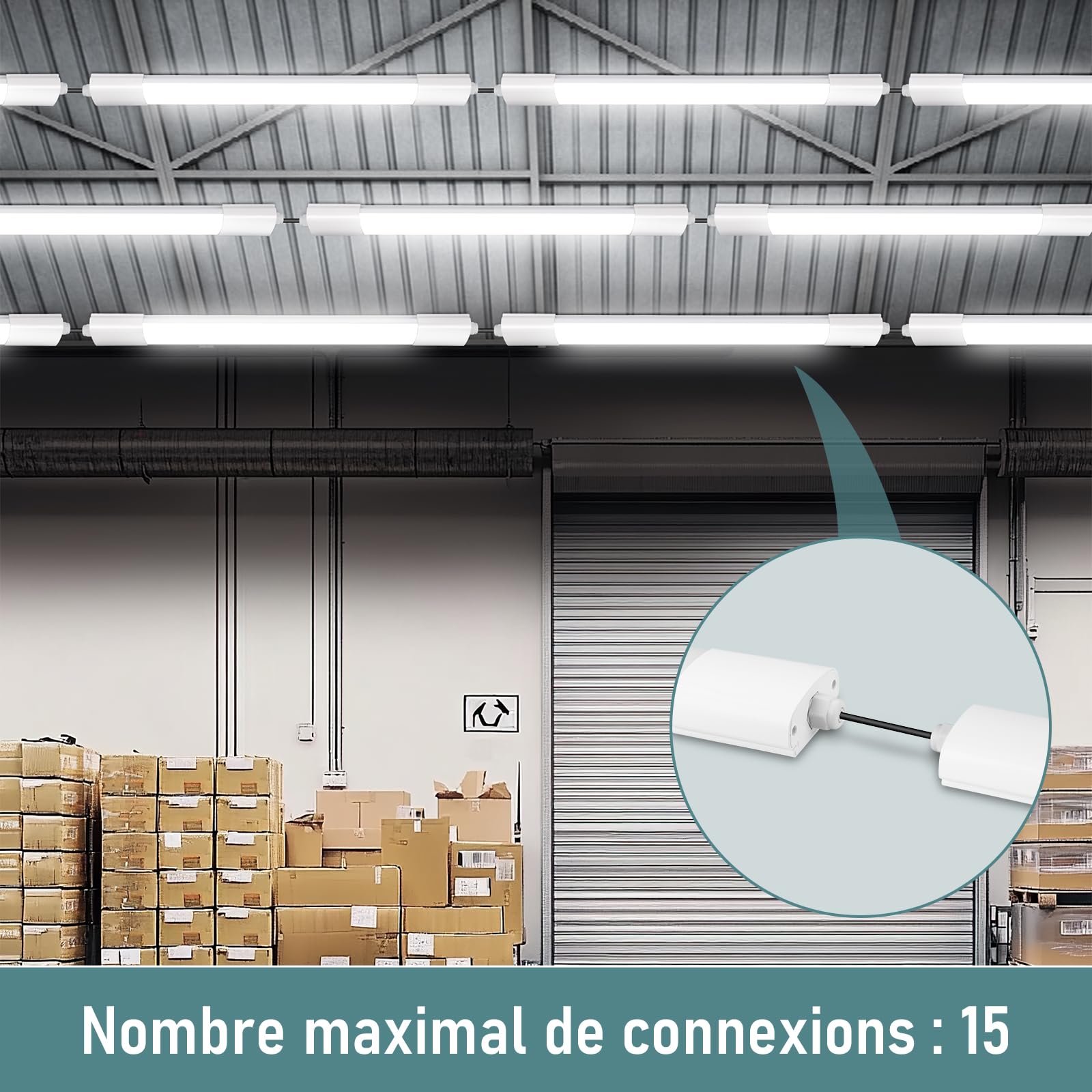 Lot de 10 lampes LED pour pièces humides de 120 cm