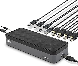 - Targus USB-C Universal Quad 4K (QV4K) Docking Station with 100W Power Delivery, Black (DOCK570USZ)