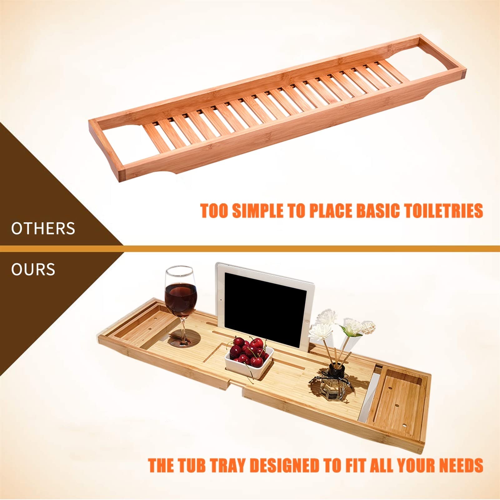 Badewannen Tablett Ausziehbar - Home Spa Organizer Mit Schnelldrain