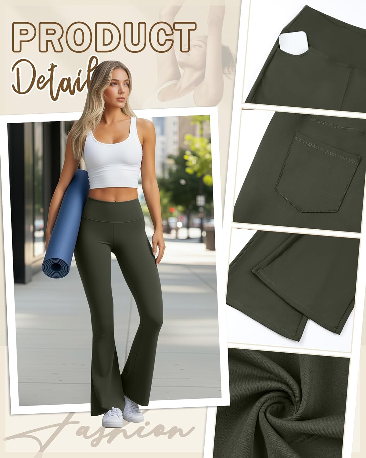 3 Pack Women's Flare Leggings Yoga Pants Workout Bootcut Yoga Pant High Waisted Wide Leg Casual Bell Bottoms - Image 3