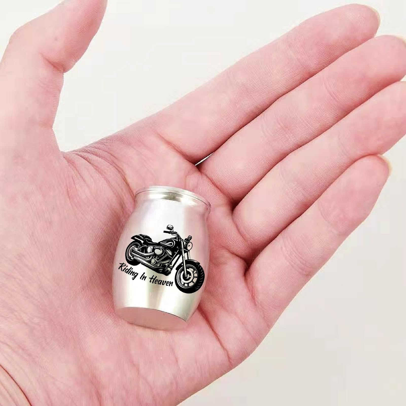 CREATCABIN Motor Cycle Urn Small Cremation Urns Keepsake Column Alloy Motorbike Riding In Heaven Memorial Ashes Preserve Funeral Container Jar for Human Ashes Commemorative Decorative 1.57 x 1.18in - Image 4
