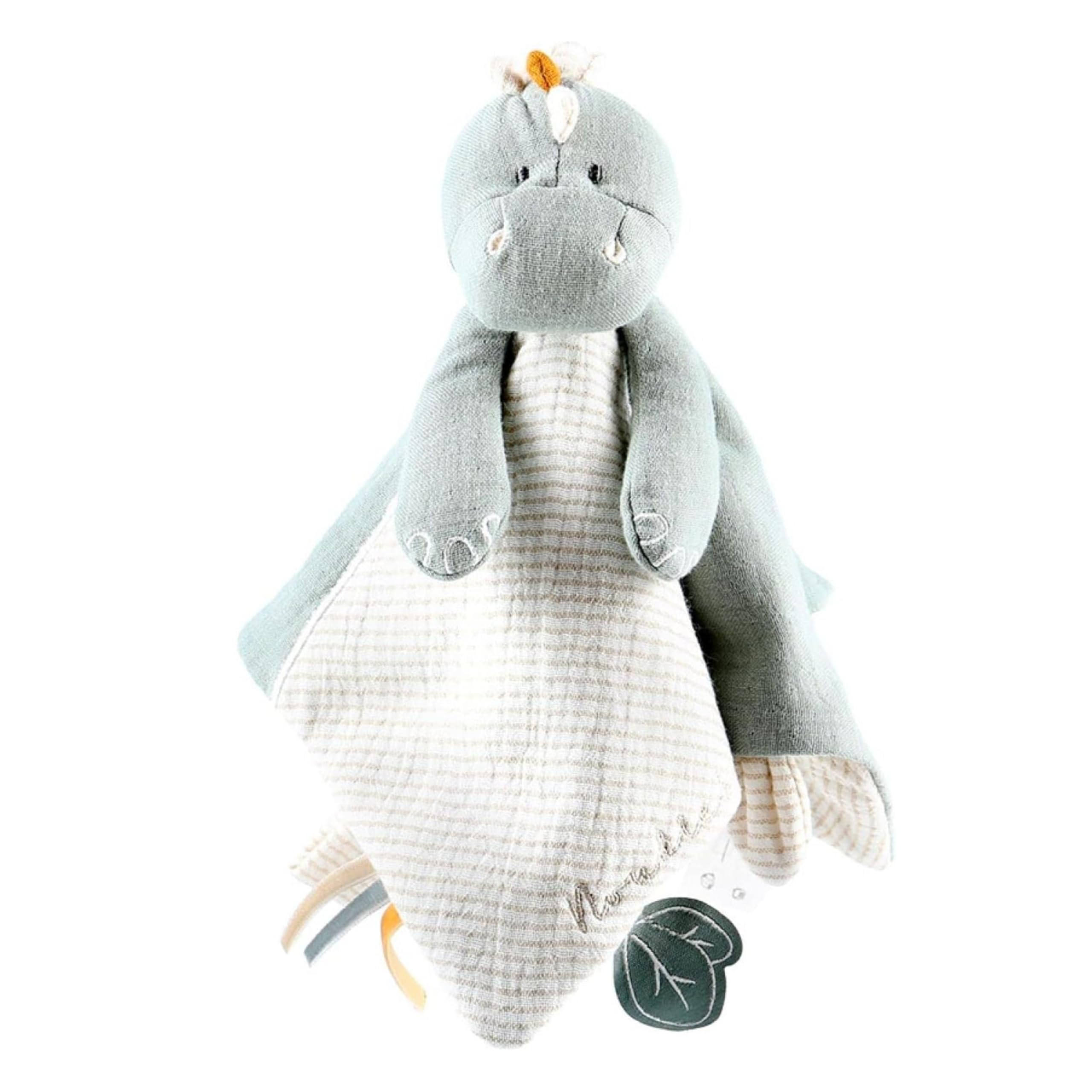 NOUKIE'S - Doudou per Bambini - Doudou in Cotone Bio - Stegi lo stegosauro - Multiuso - Verde/Bianco - 1 Unità