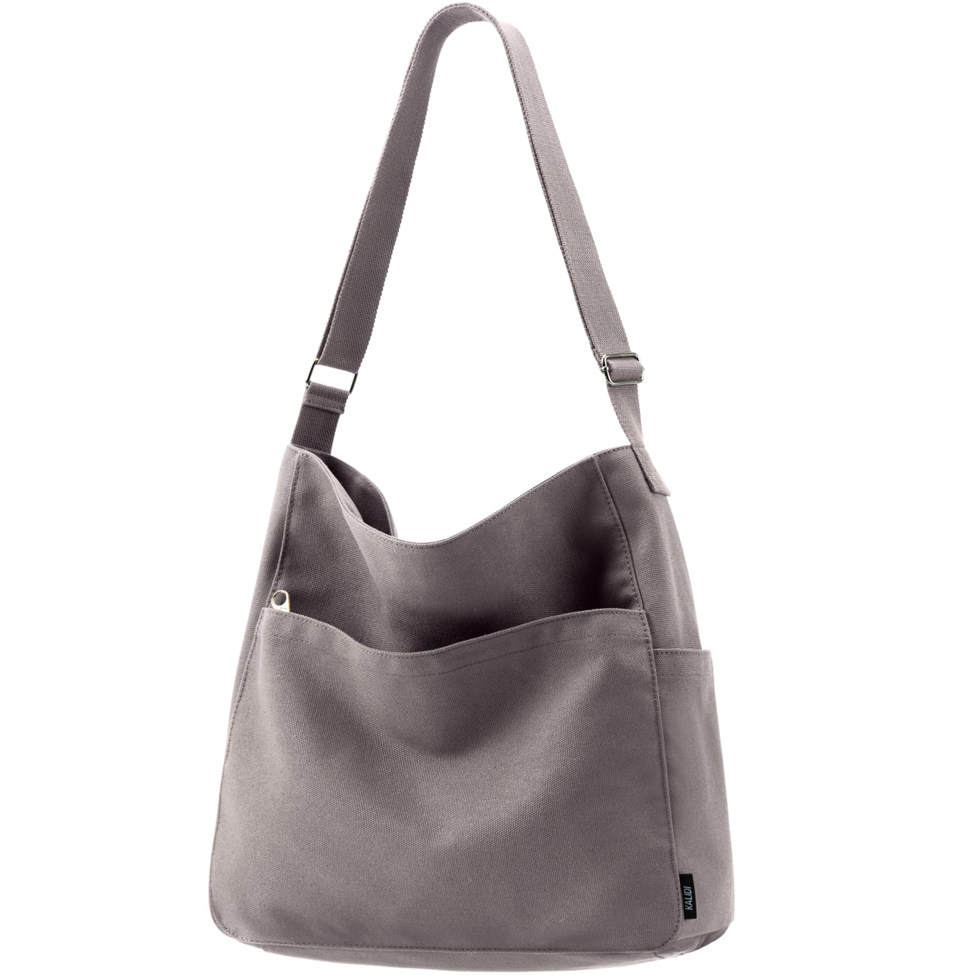 KALIDI Canvas Tote Bag Large Hobo Crossbody Shoulder Handbag Zipper Messenger Bag for Women or Men Casual College Work