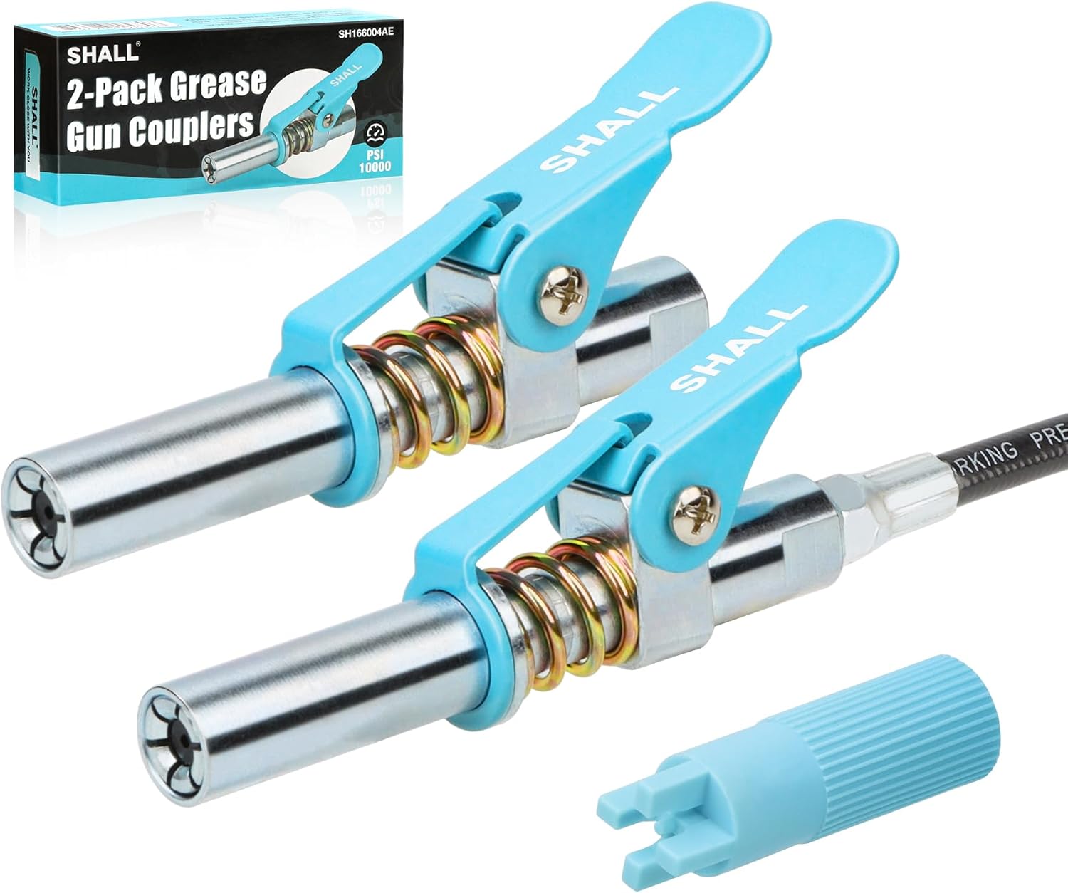 SHALL Grease Gun Coupler 2Pcs, Quick Release & Strong Locking Grease Gun Couplers w