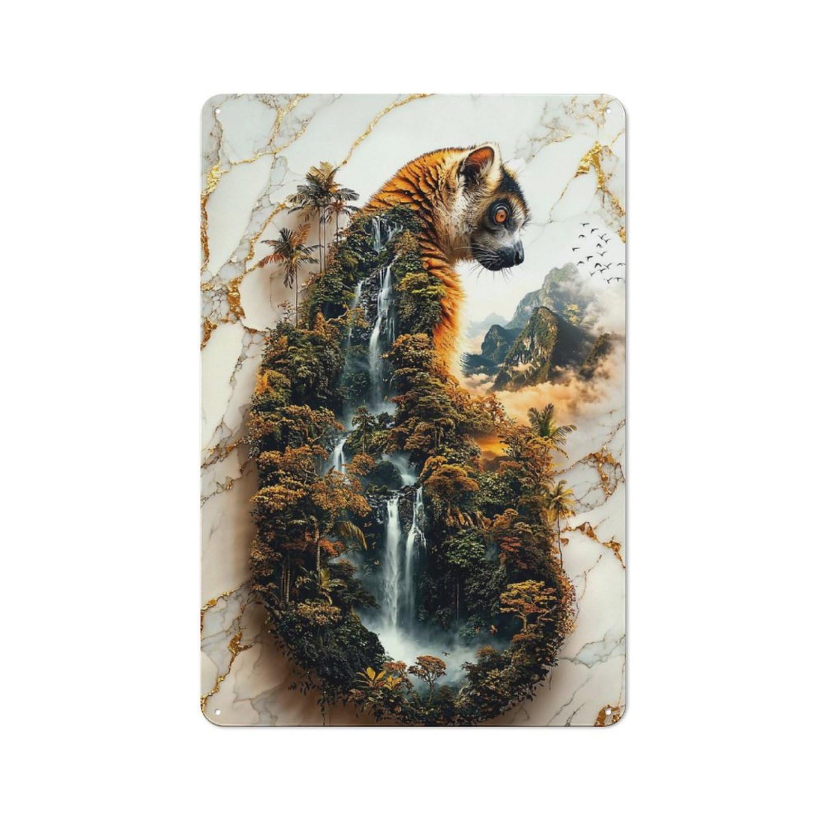 Junmoney Lemurs Hidden Eden Vintage Tin Sign 30X20cm With For Studio Or Craft Room, For Garage, Workshop And Man Cave Decoration