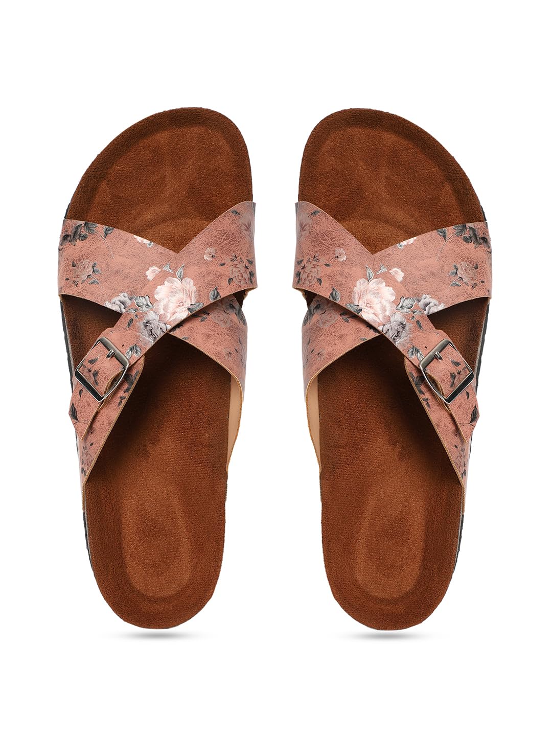 mozafia Synthetic Leather Comfortable Stylish with Open-Toe Casual Gajri Floral Printed Flat Sandals for Women's-picture-28