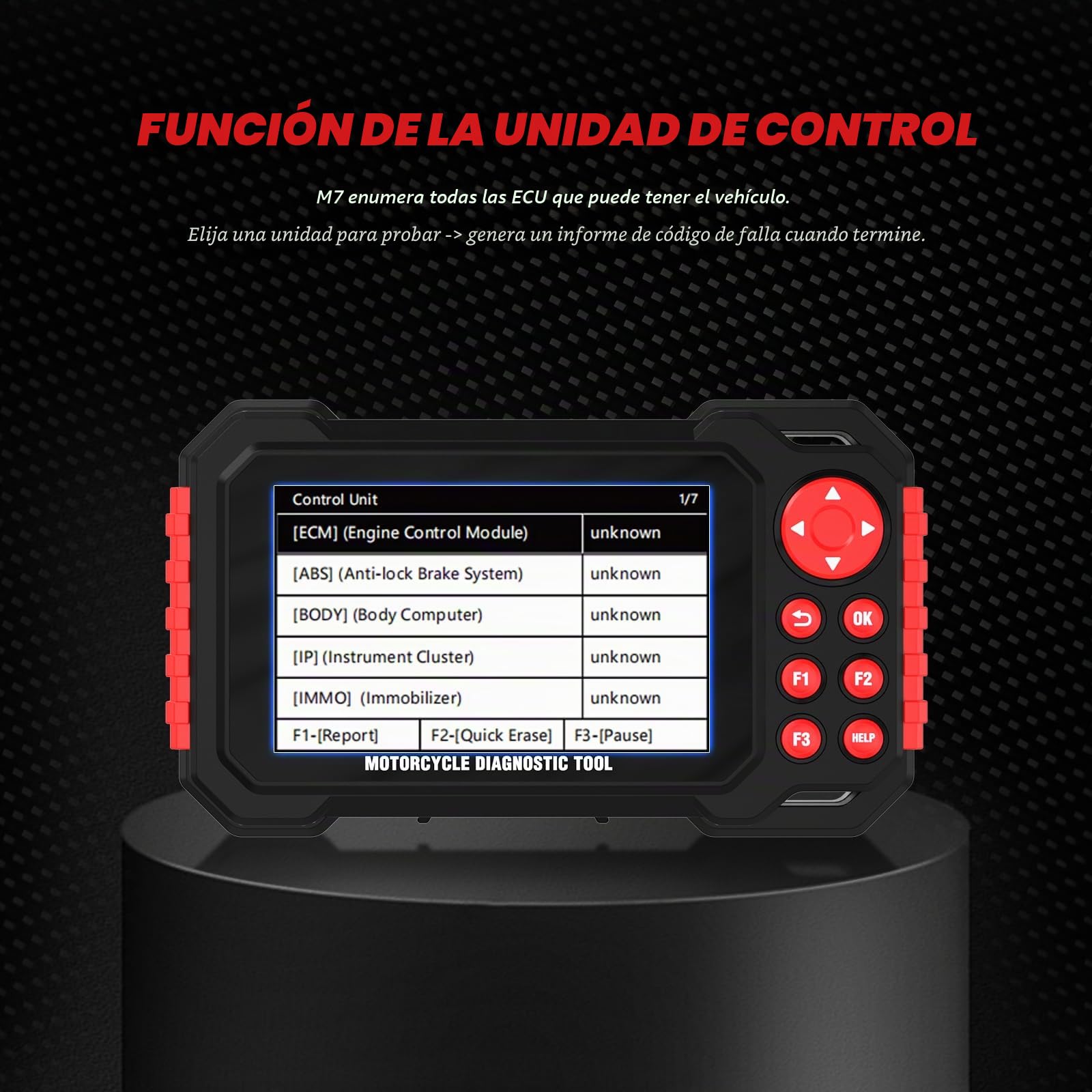 Herramienta de Diagnóstico para Motocicletas M7, Lector de Códigos OBDII para Moto Sistema ABS con Escaneo Automático y Detección Instantánea de Vin para 70+ Marcas 100+ Funciones de Servicio