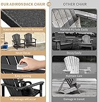 Vista 12 de Sillas Adirondack apilables, juego de 2, silla de fuego resistente al clima para césped, porche, terraza, ahorro de espacio, HDPE para exterior