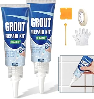 Tile Grout Repair Kit, 2 Pack White Fast Drying Grout Filler for Bathroom, Kitchen, Shower, Replace Grout Pen to Restore and Renew Tile Joints Line, Versatile Triple Use with Grout Sealer (White)