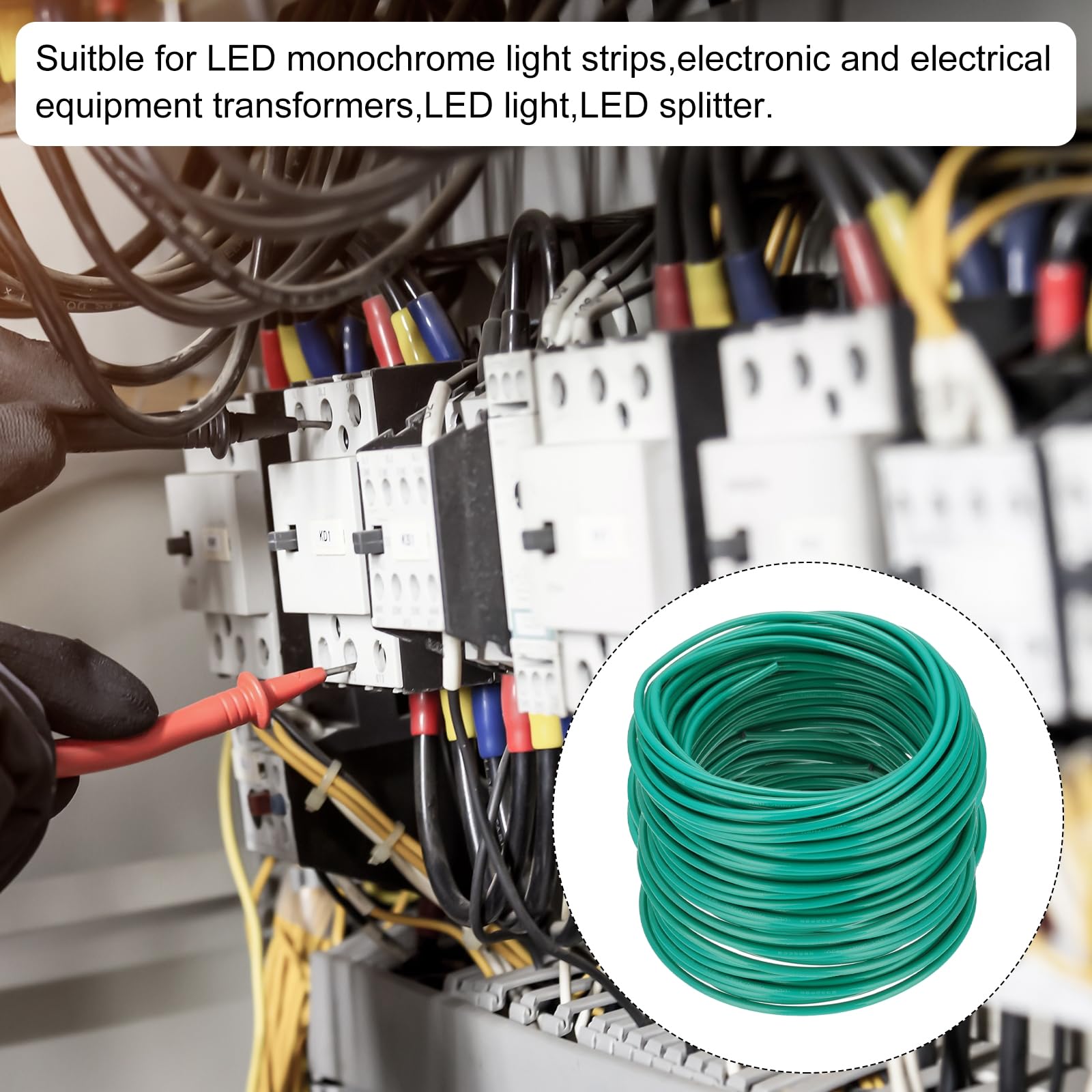 QUARKZMAN 200 Fuß Elektrischer Draht Isoliert Fester Kupfer 14AWG Anschlusskabel THHN Draht Wohnbereich Industrie Erdung Elektrisch Bewertet Für 600 Volt UL Gelistet Grün