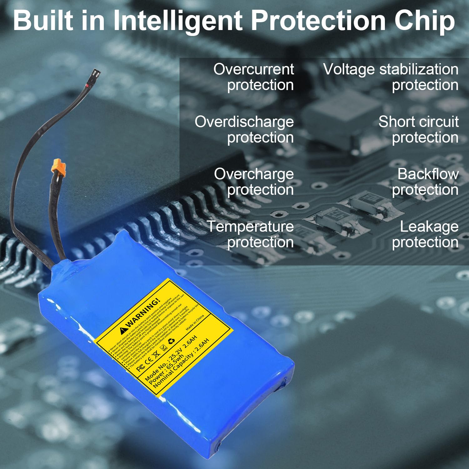 CPZZ 25.2V Electric Scooter Battery,25.2V 2600mAh Electric Scooter Replacement Battery Pack Compatible for Gotrax GKS Scooter Rechargeable Battery Pack-5.19 * 2.67 * 0.86in-65.5Wh