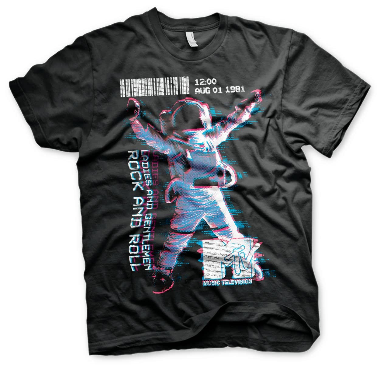 Mtv Men's Black Officially Licensed Moon Man T-Shirt (Black), M