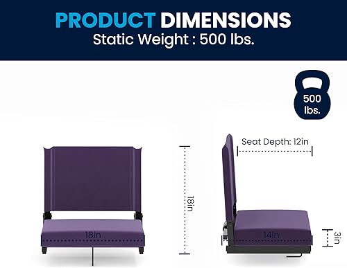 Miniatura 2 de Flash Furniture Asiento de estadio portátil Grandstand para gradas o bancos, silla de estadio acolchada plegable con asa de transporte, capacidad de