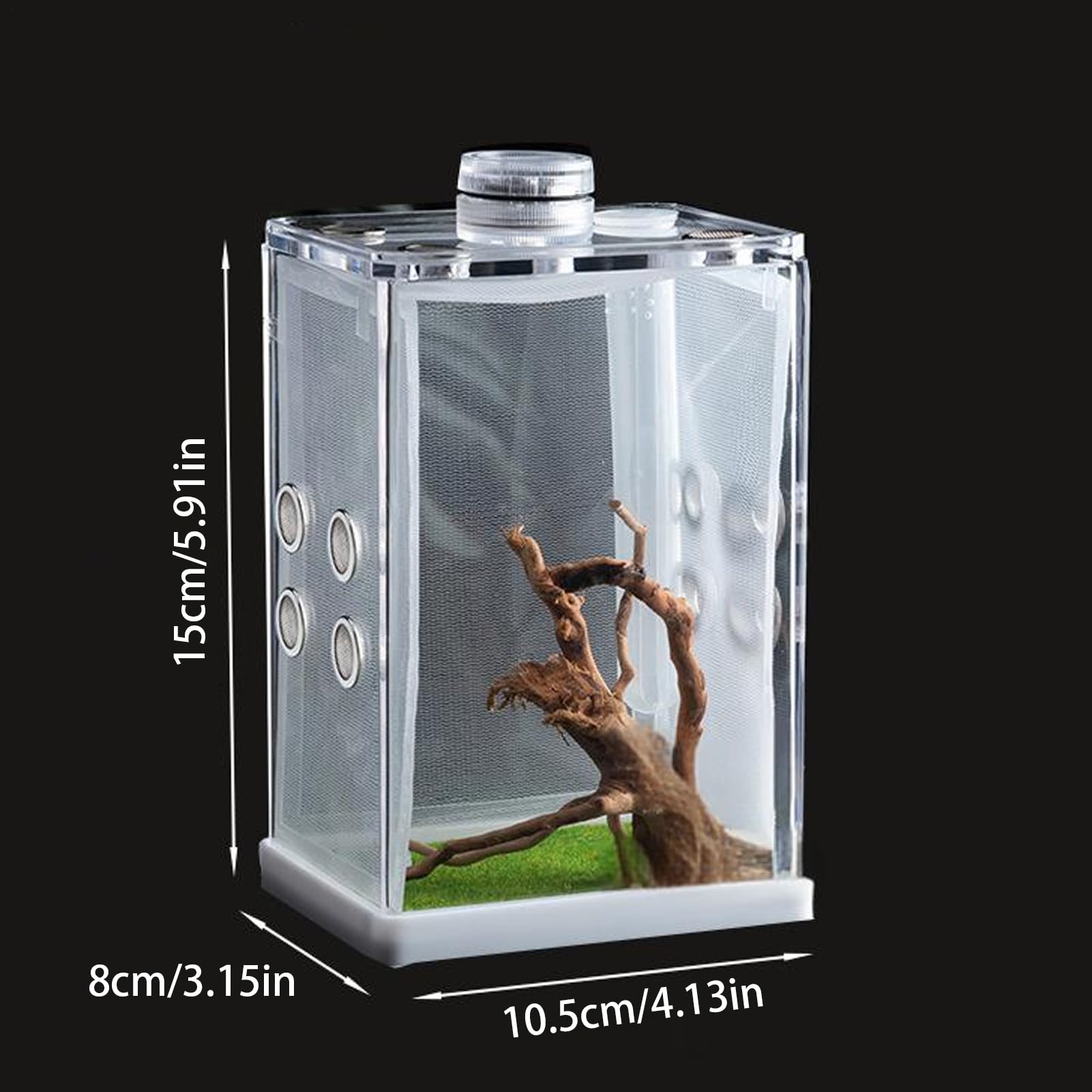 Genérico Recinto para Arañas Saltarinas - Mini Hábitat Acrílico con Luz LED Terrario De Alta Transparencia | Estuche De Observación De Insectos, Pequeña para Vivienda De Reptiles, Exhibición De — view 6