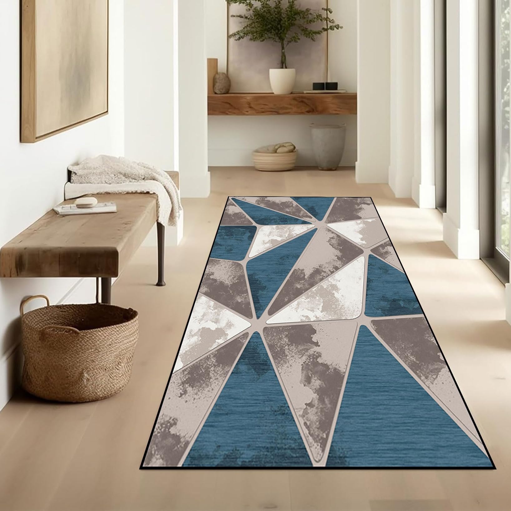 Alfombra pasillo de baño tejida 45x350 cm para suelos secos seguros y libres de manchas