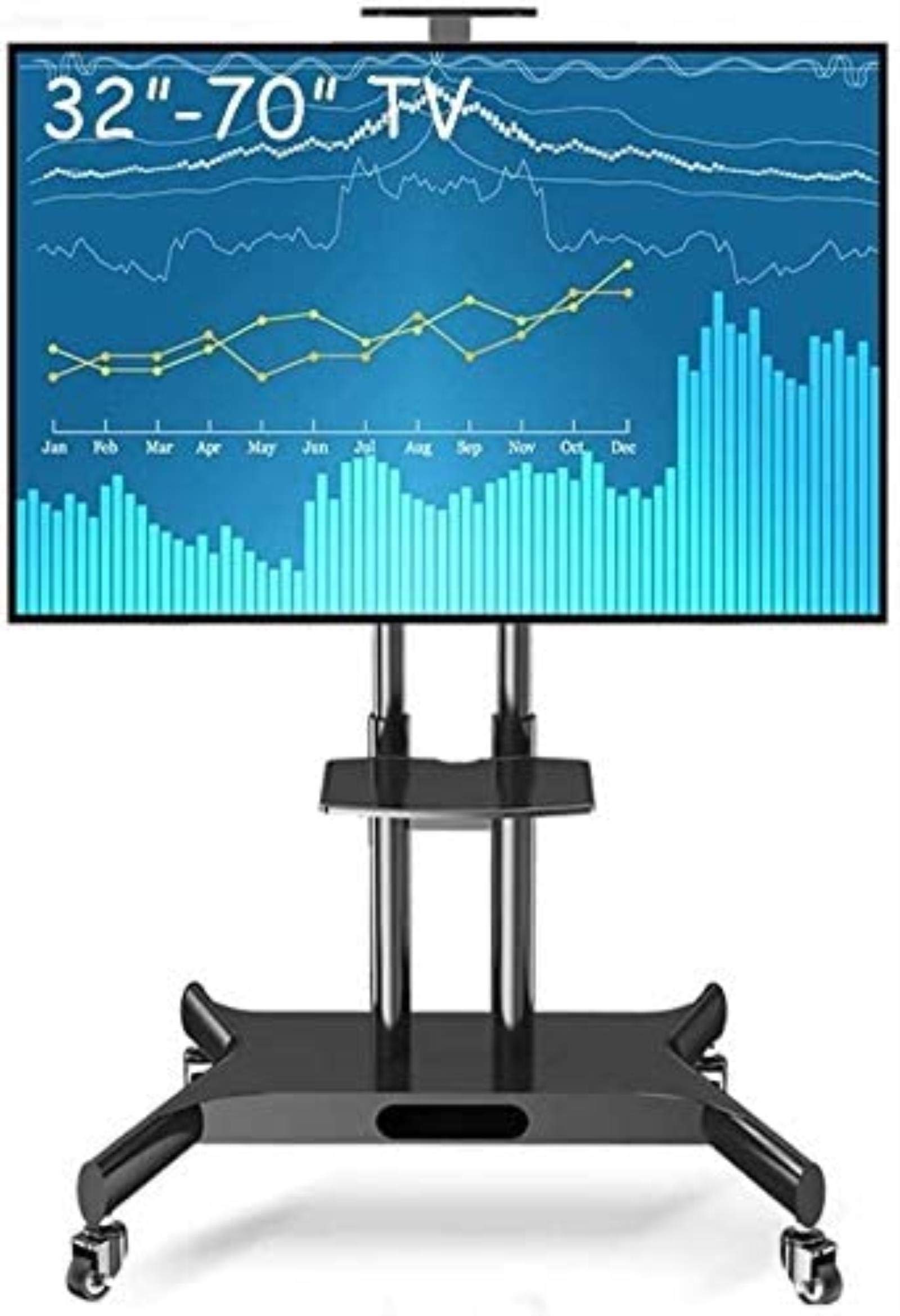 Support de Table Universel pour TV, Chariot de télévision Roulant avec écran pivotant, Grand Support de TV en Acier à Hauteur réglable pour Plasma/LCD