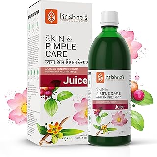 KRISHNA'S HERBAL & AYURVEDA Skin & Pimple Care Juice - 1000 Ml | Ayurvedic Skin Care Expert With Manjisth, Rose, Sankhpushpi & 13 Other Herbs | Helps In Reducing Acne, Pimples & Dark Spot
