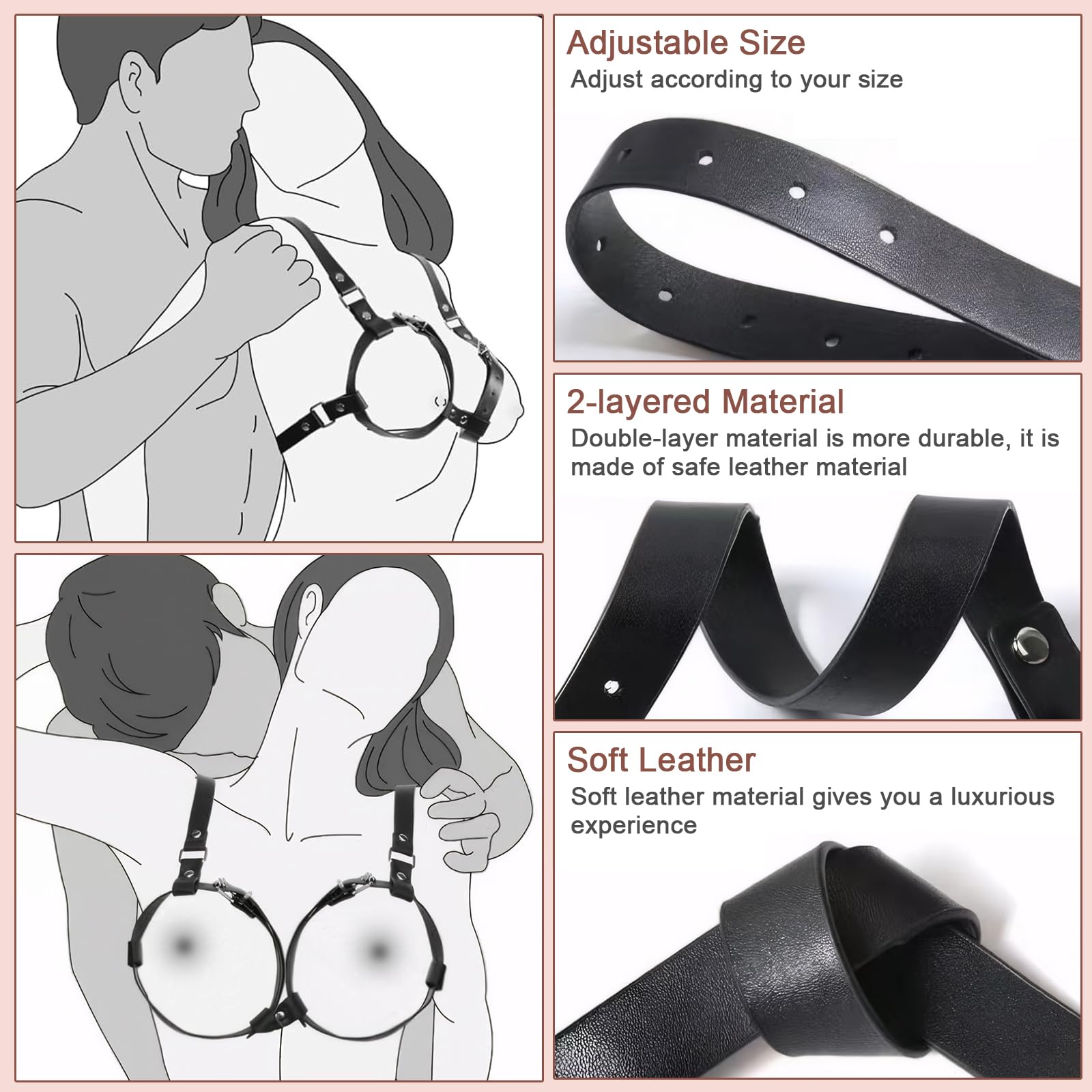 Fohil Harnais Femme Sexy Erotique, SM Ensemble de Servitude Sex Toys pour Couple Débutant, Kits de Bondage Adultes, Lingerie Sexuelle pour La Femme Rave Cosplay Costumes, Body Bondage Set Tenue BDSM