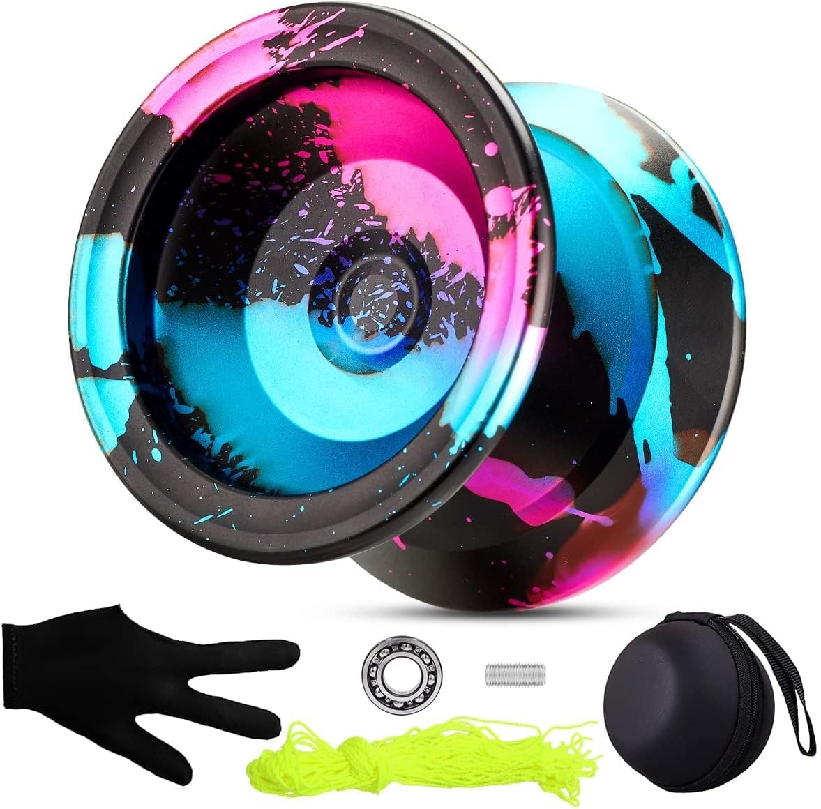 FETESNICE YOYO 002 Professional Yoyo for Kids 8-12 & Adults, Metal Yo-Yo Unresponsive/Responsive Dual Purpose Yoyo , Butterfly Yoyos with Bag, Glove, 10 Yo-Yo Strings and Bearing Kits (Purple)