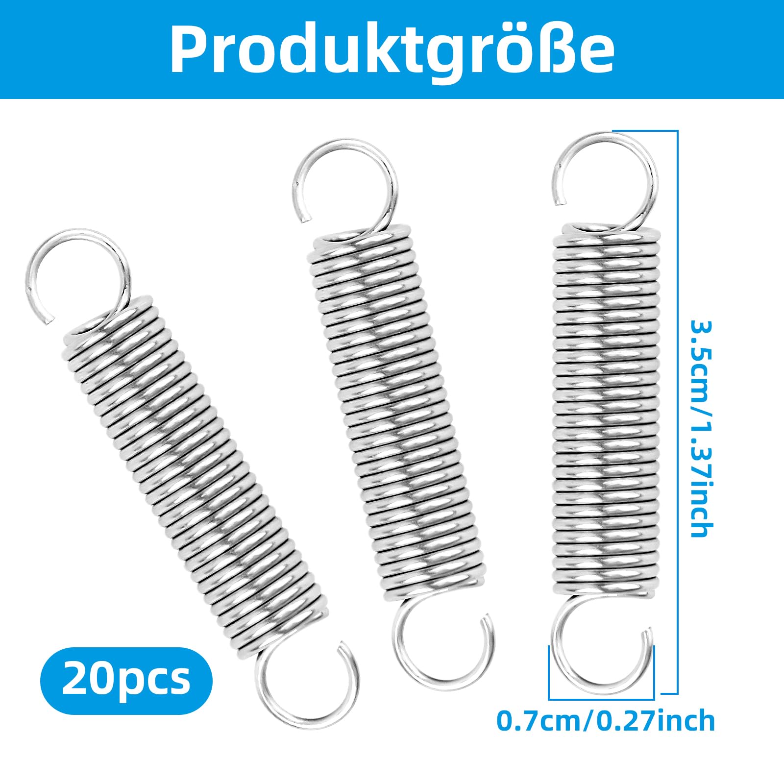 20 Molle Di Trazione In Acciaio Inox Con Gancio Doppio - 1/4'' X 1-1/2'' Per Riparazioni Fai Da Te - Foto 3