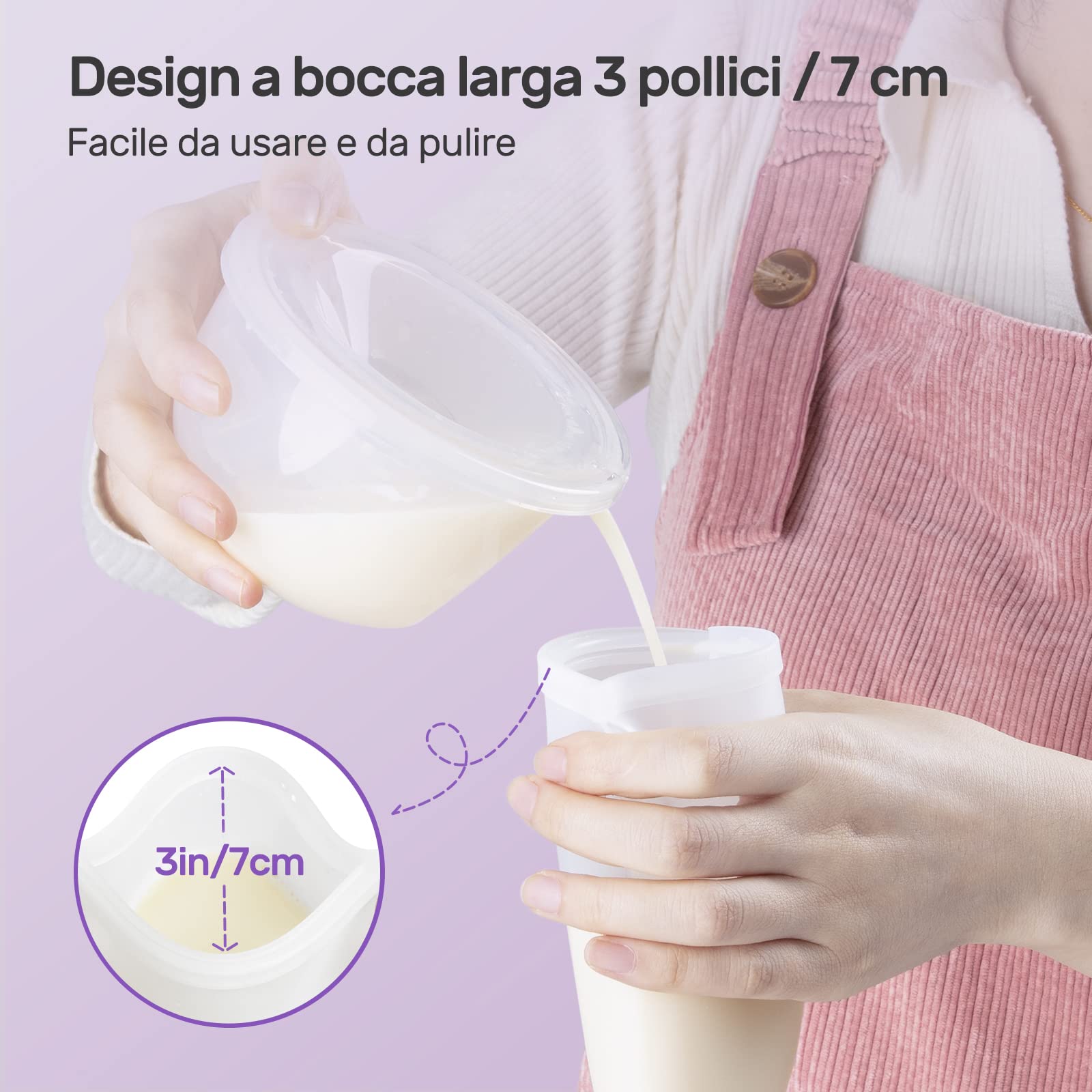 Nuliie 7 pezzi riutilizzabili contenitori latte materno, 12oz/360ml a prova di perdite, sacchetti latte materno in silicone alimentare per l'allattamento al seno, BPA Free, doppio sigillo