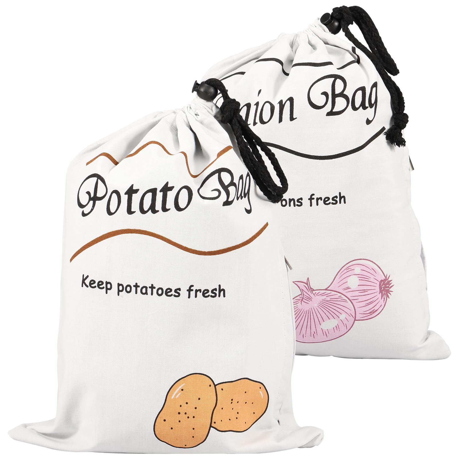 Sutowe 2Pcs Potato Onion Storage Bag With Blackout Lining Cotton Drawstring Bags With Side Zipper 35X26m Reusable Vegetable Storage Sacks Onion Keeper For Potato Garlic Pepper(2Pcs)