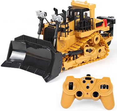 Hanzete BC1032 Remote Control Bulldozer 1/24 RC Car 2.4Ghz 9 Channel Dozer Front Loader Toy with Light and Sound Kids Toy for Boys Children
