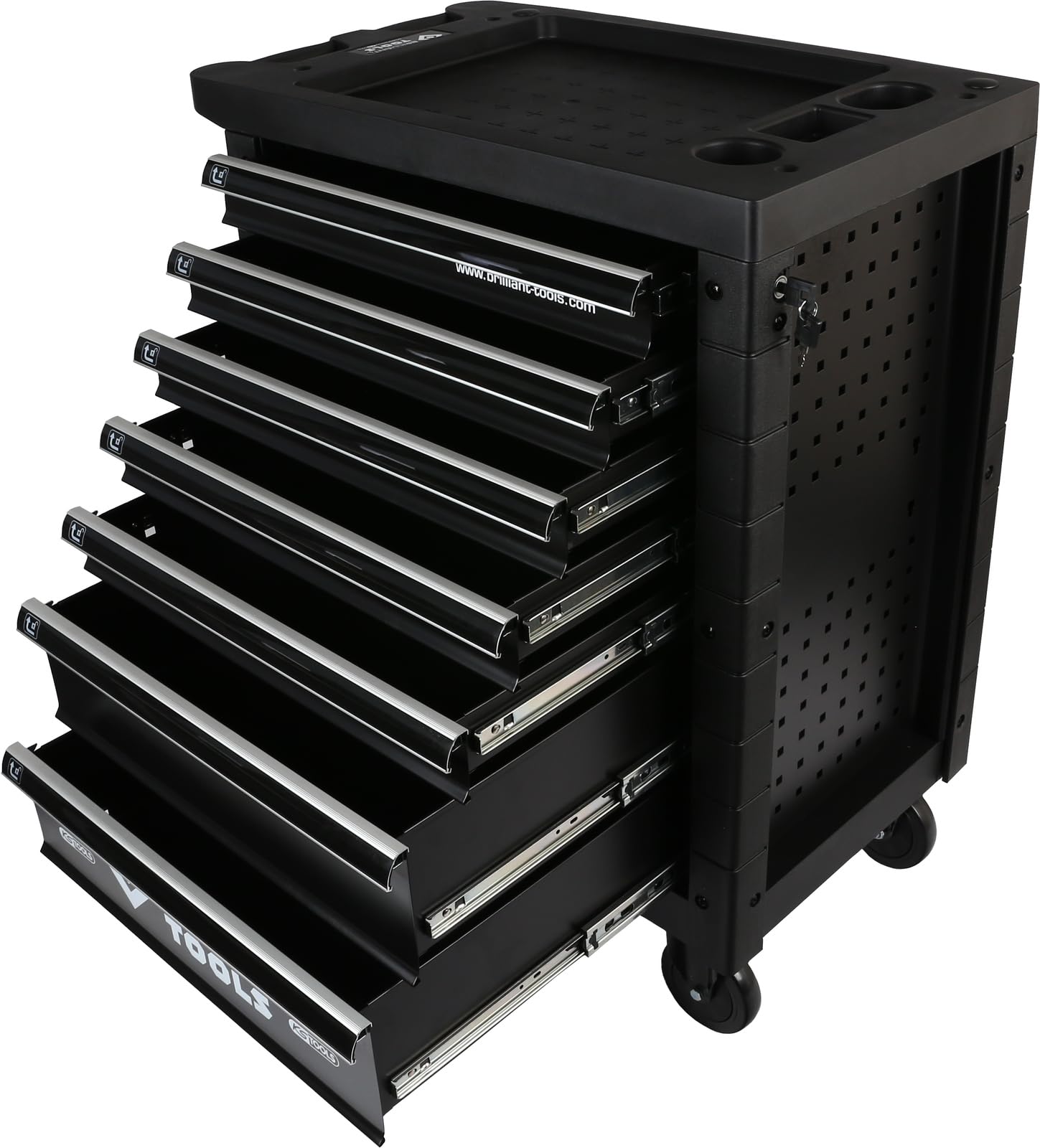 BRILLIANT TOOLS BT153207 Carro de taller con 7 cajones y 207 herramientas [Powered by KS TOOLS]