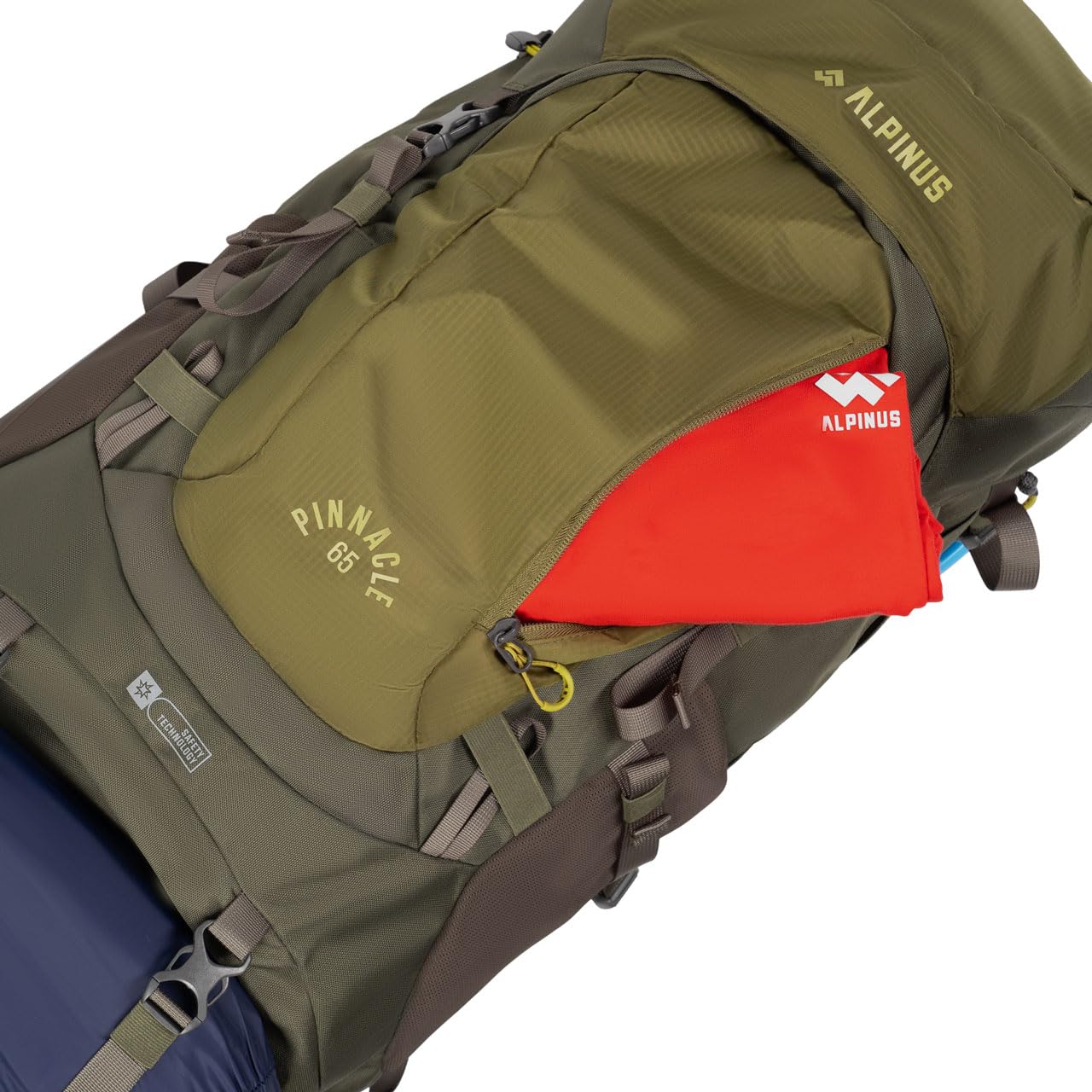 Alpinus - Pinnacle 65L plecak turystyczny, plecak sportowy i outdoorowy, trekkingowy z dużą komorą główną, wytrzymały materiał, ergonomiczny - oliwkowy