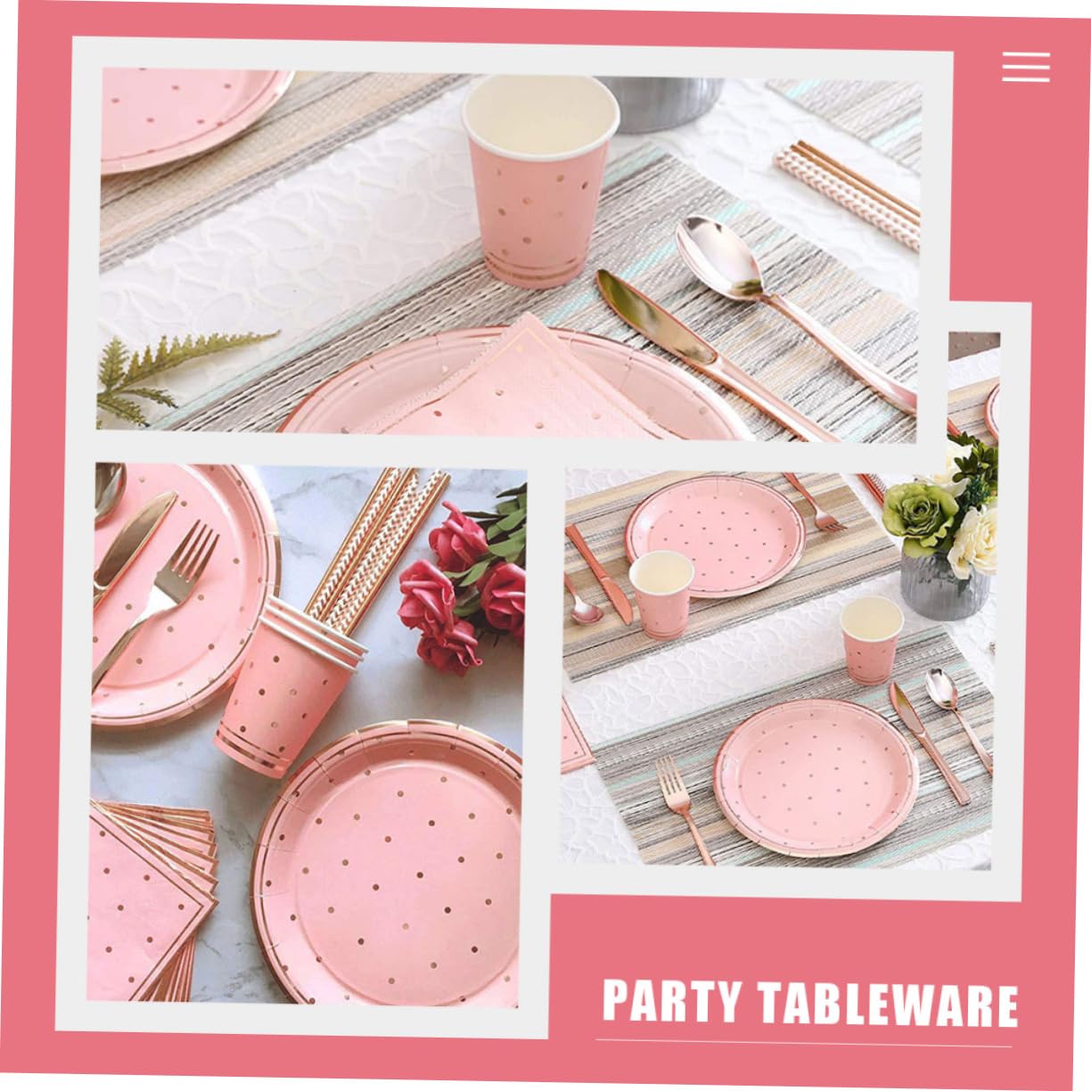 HAPINARY 30-piece Gold Dot Theme Birthday Party Knife Fork Spoon Kit Disposable for Dinner