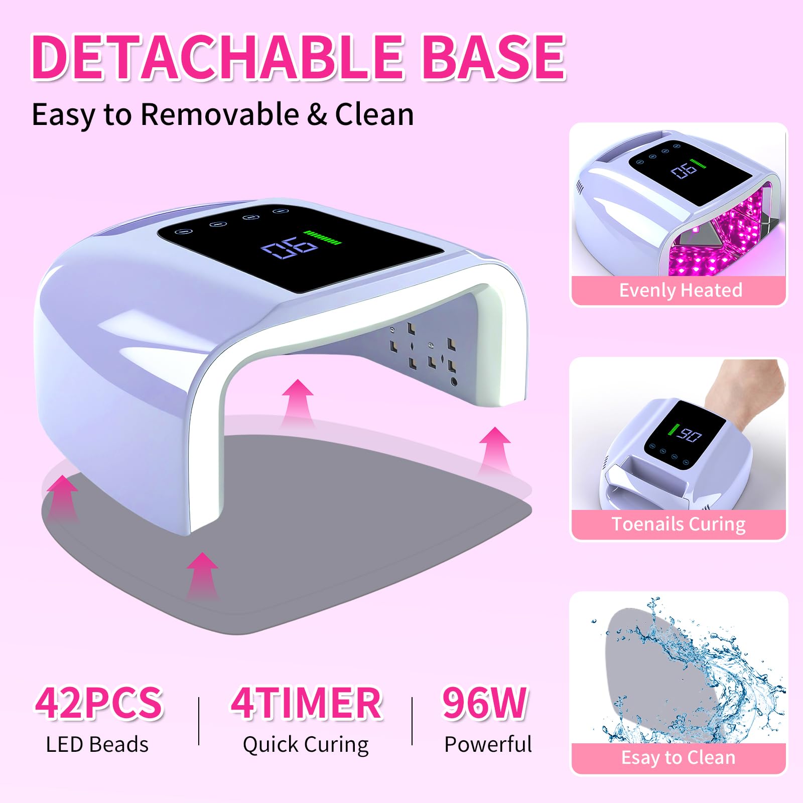 ANGNYA Violet 96W UV LED Nail Lamp with Rechargeable Battery