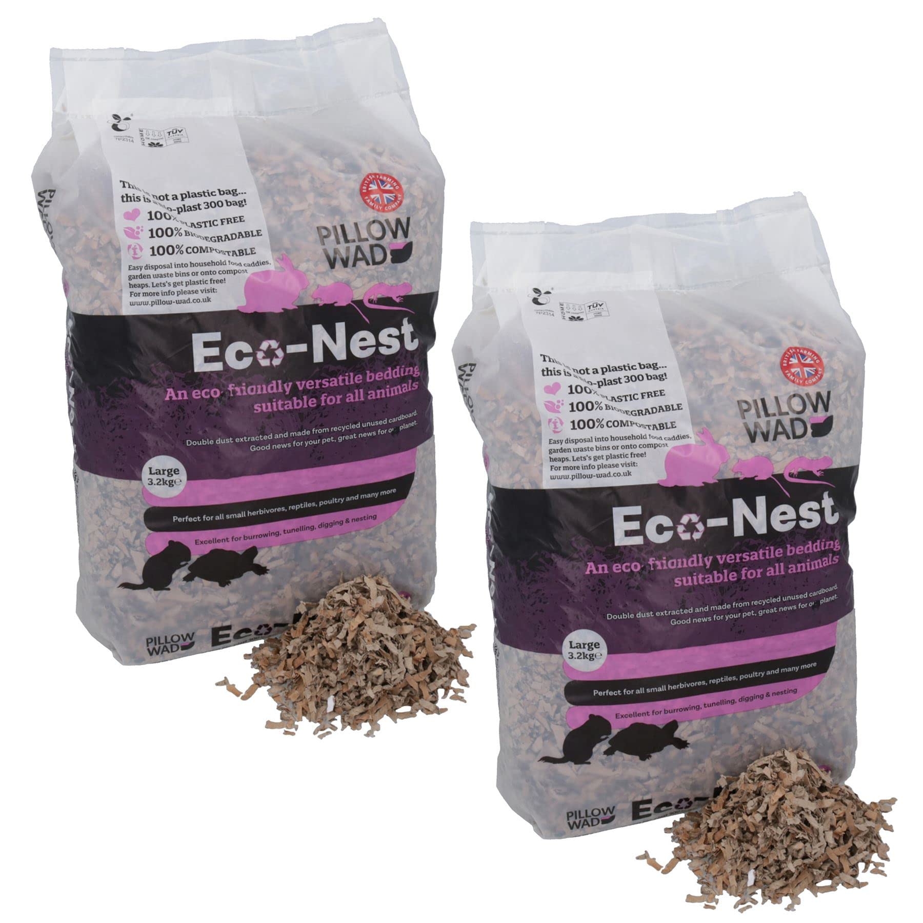 2PK Quality Large Bio-Bag Eco-Nest Eco Friendly Small Animal Bedding (3.2Kg X2)