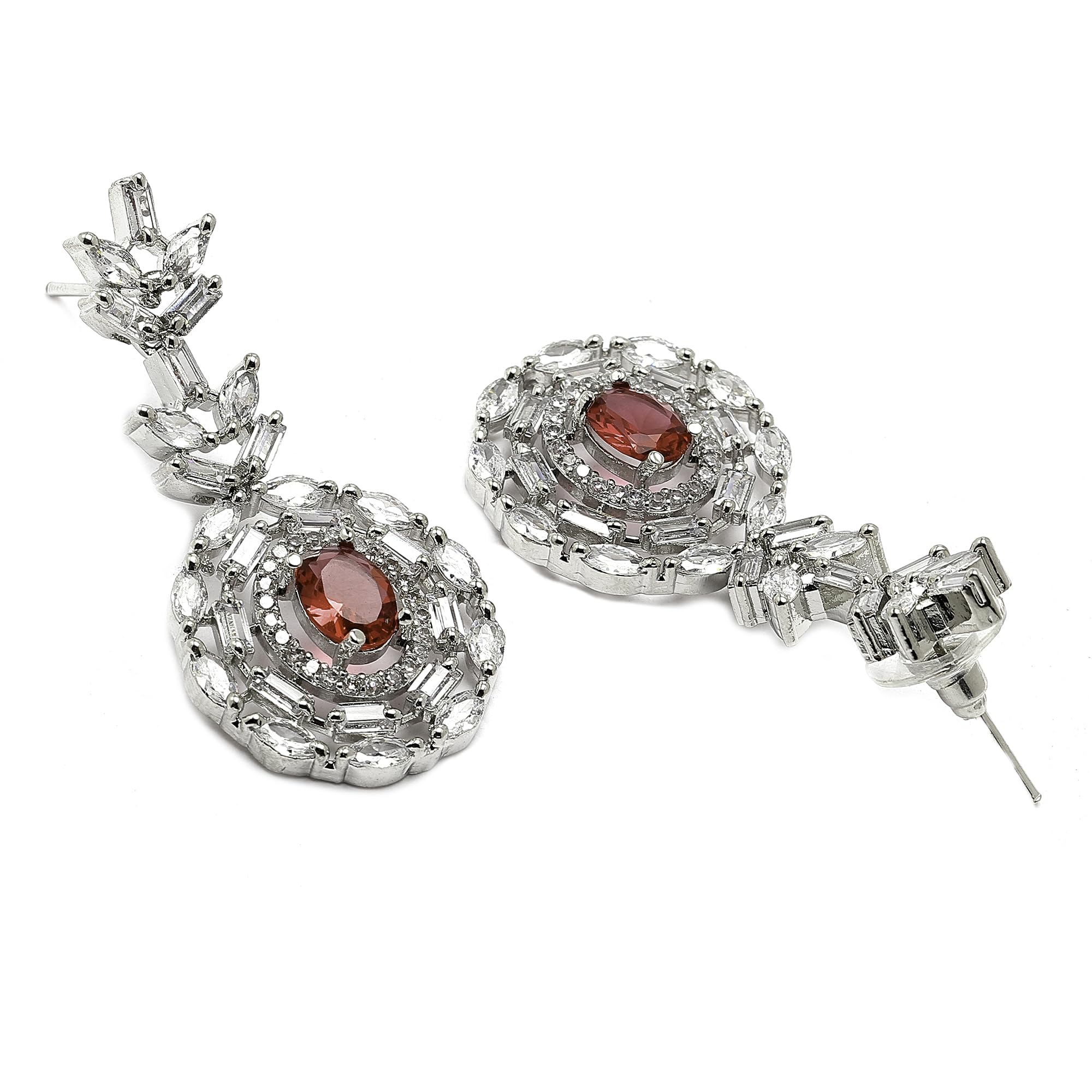 Rhodium-Plated American Diamond Necklace & Earring Set